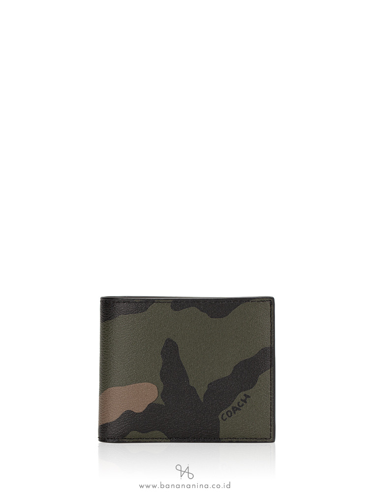 Coach Men 32438 3 In 1 Bifold Wallet Camo Tangerine Multi