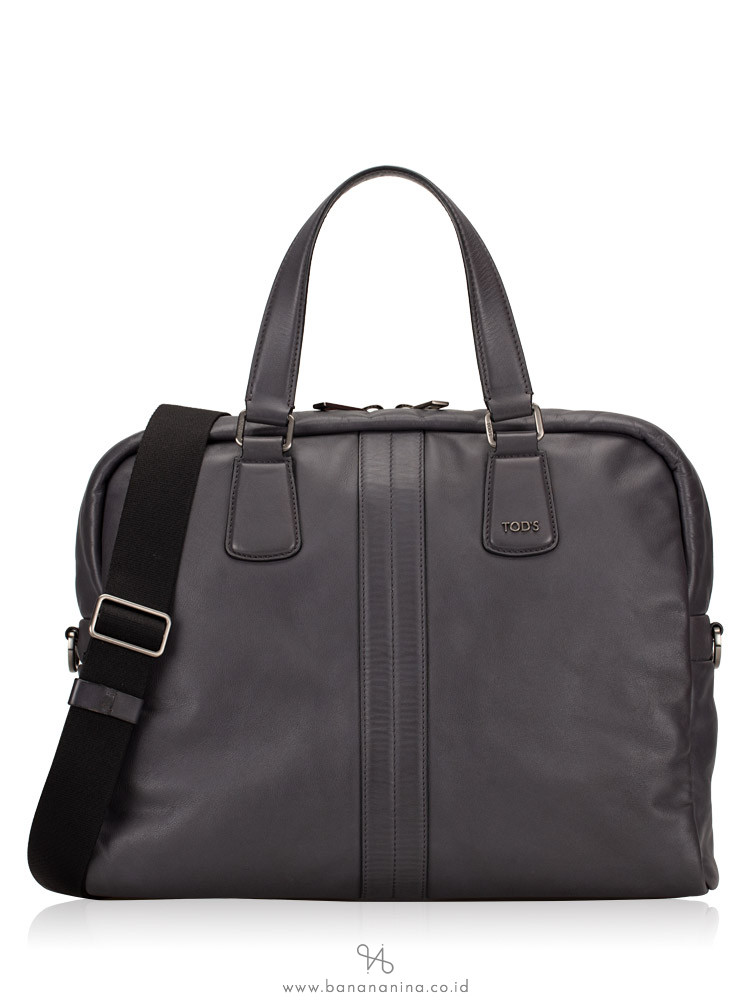 TOD'S Men Leather Briefcase Grey