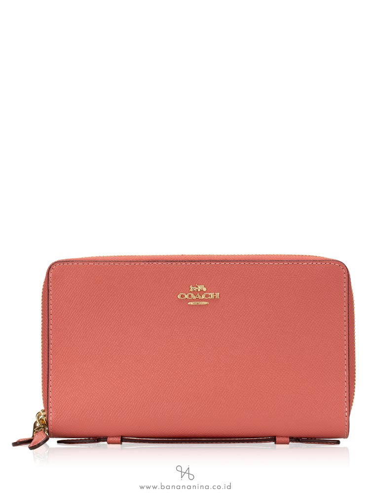 COACH 23334 Crossgrain Double Zip Travel Wallet Rose Petal