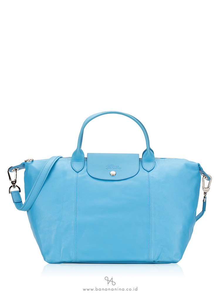 LONGCHAMP Le Pliage Cuir Medium SH Ice Blue