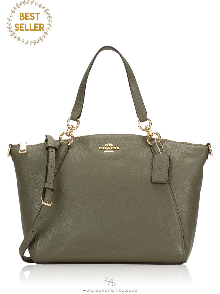 COACH 28993 Pebbled Leather Small Kelsey Military Green