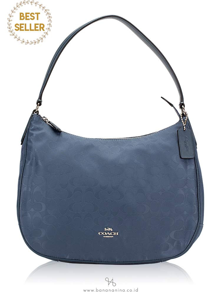 COACH 73185 Signature Nylon Zip Shoulder Bag Blue