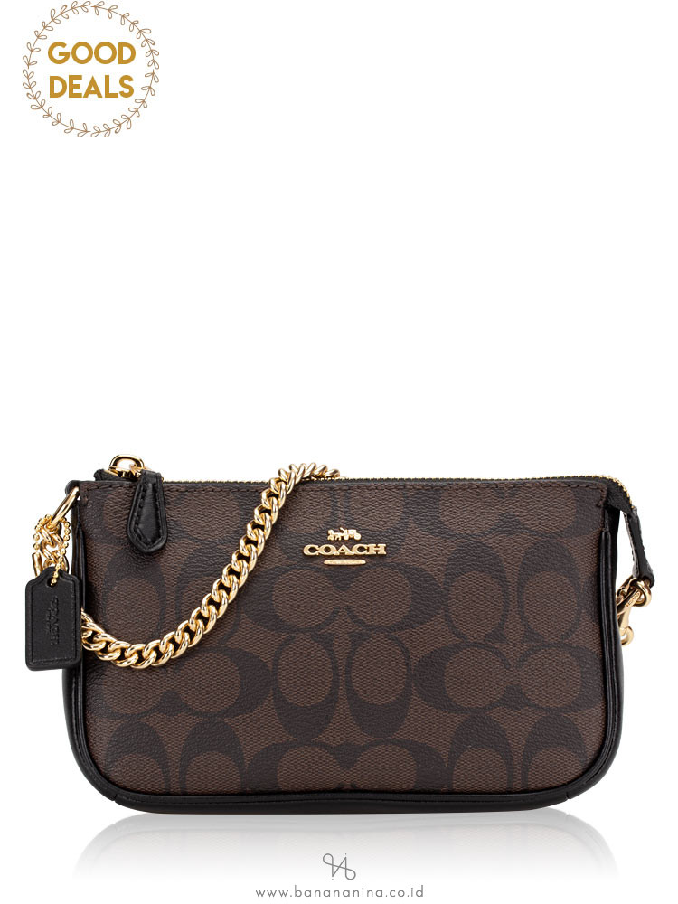 COACH 64234 Signature Large Wristlet 19 Brown Black