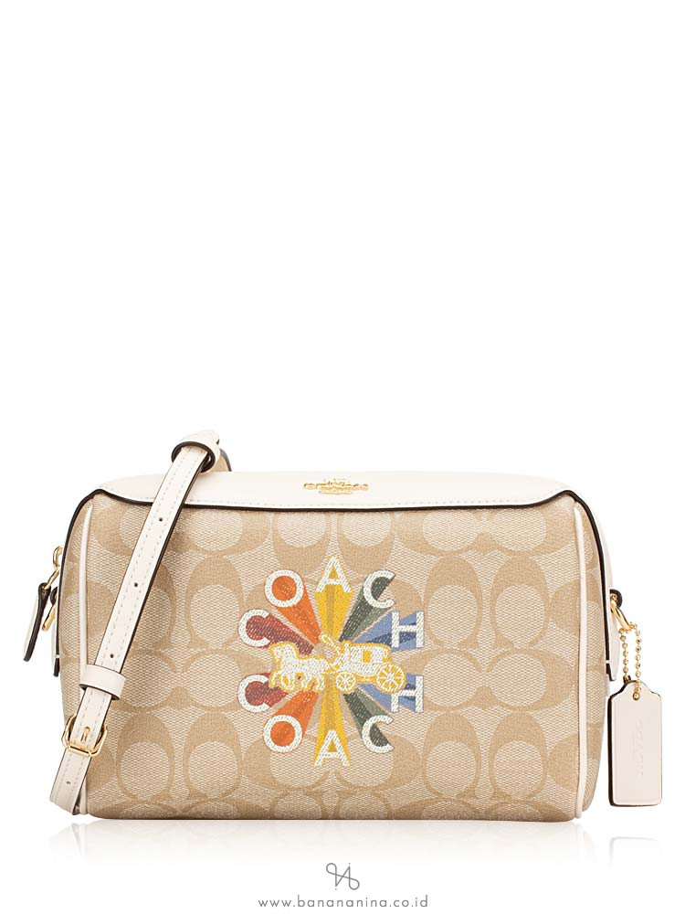 Coach 76628 Signature Rainbow Mini Bennett Crossbody Light Khaki Chalk