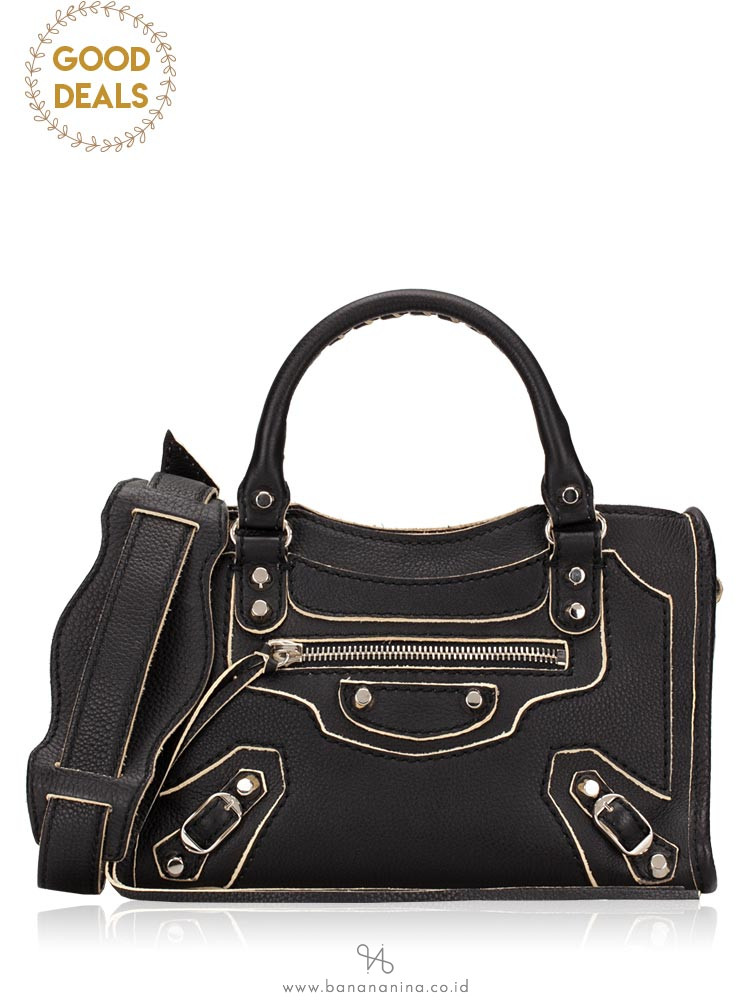 balenciaga mini city black silver