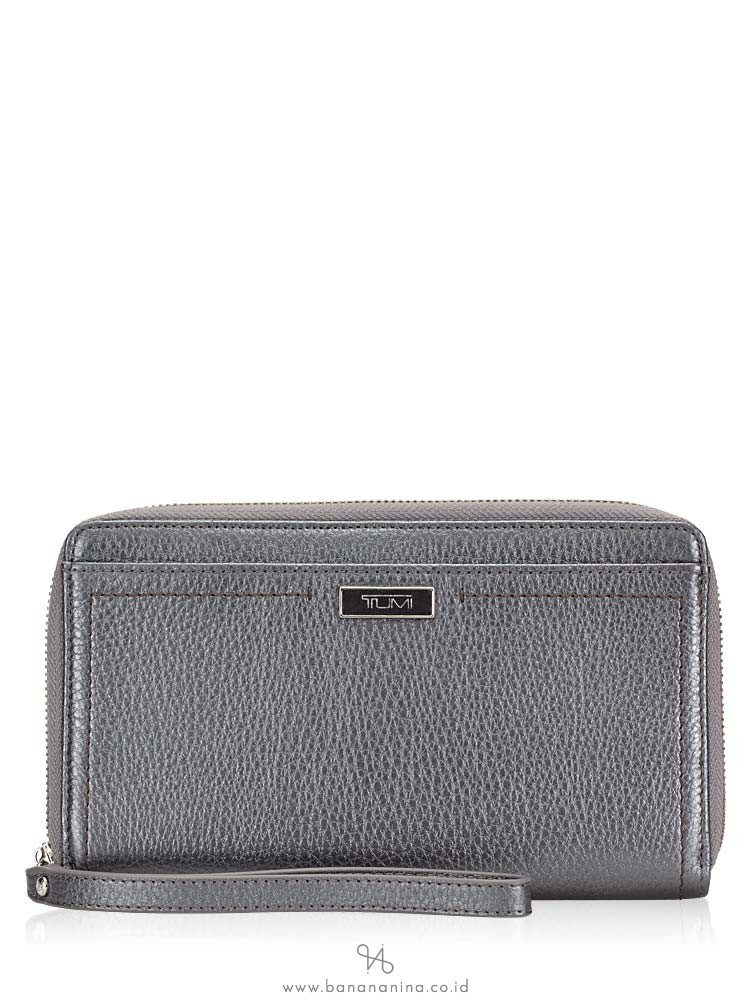 TUMI Parker Sling Travel Passport Wallet Mettalic Silver