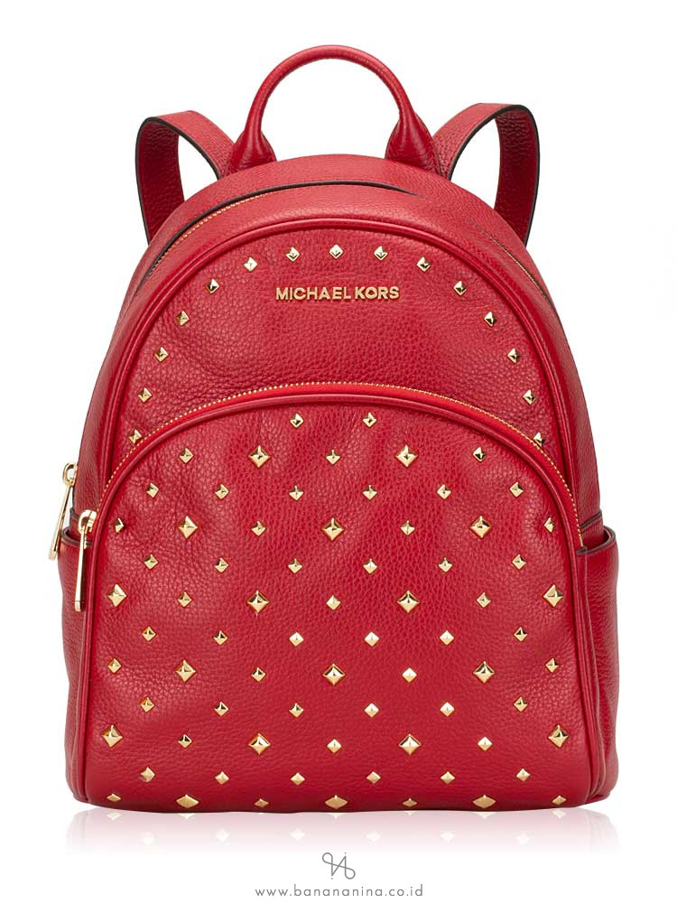 michael kors abbey medium studded backpack leather black