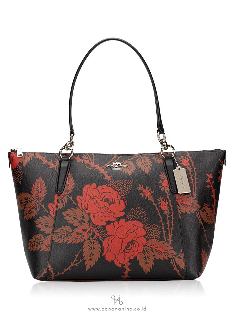 coach rose print tote
