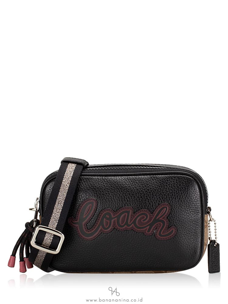 Coach 77682 Vale Signature Leather Crossbody Pouch Khaki Black Multi