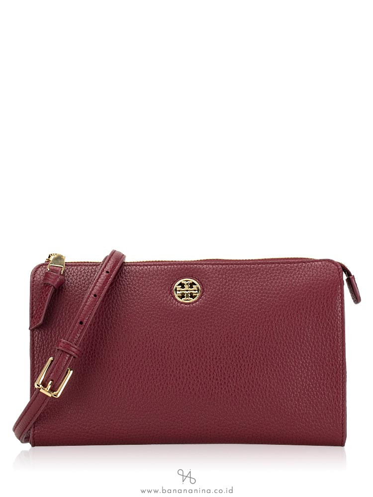 TORY BURCH Brody Pebble Leather Crossbody Imperial Garnet