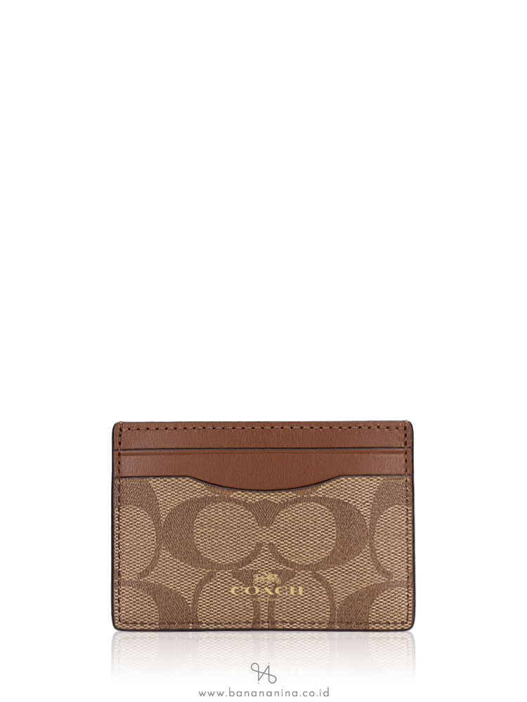 COACH 63279 Signature Card Case Khaki Saddle Multi