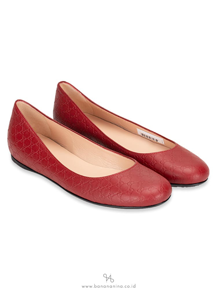 GUCCI Micro Guccissima Leather Flats Red Sz 36.5
