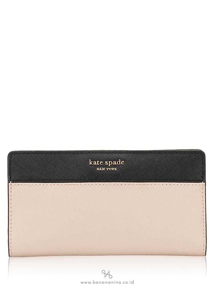 KATE SPADE Cameron Large Slim Bifold Wallet Black Warm Beige