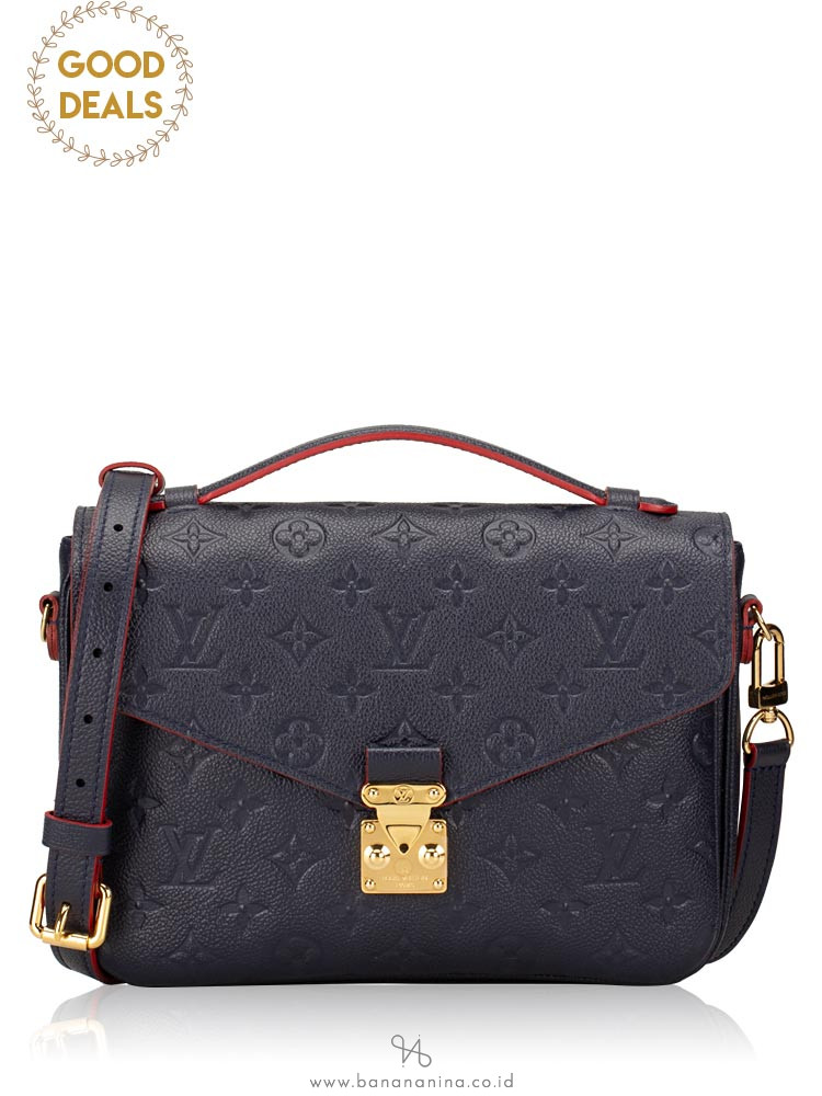 LOUIS VUITTON Monogram Empreinte Pochette Metis Marine Rouge