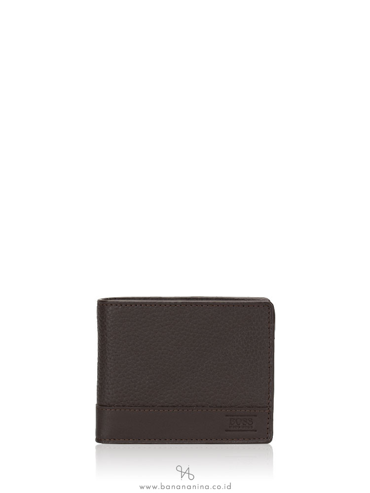 Hugo Boss Men Aspen Leather Trifold Wallet Brown