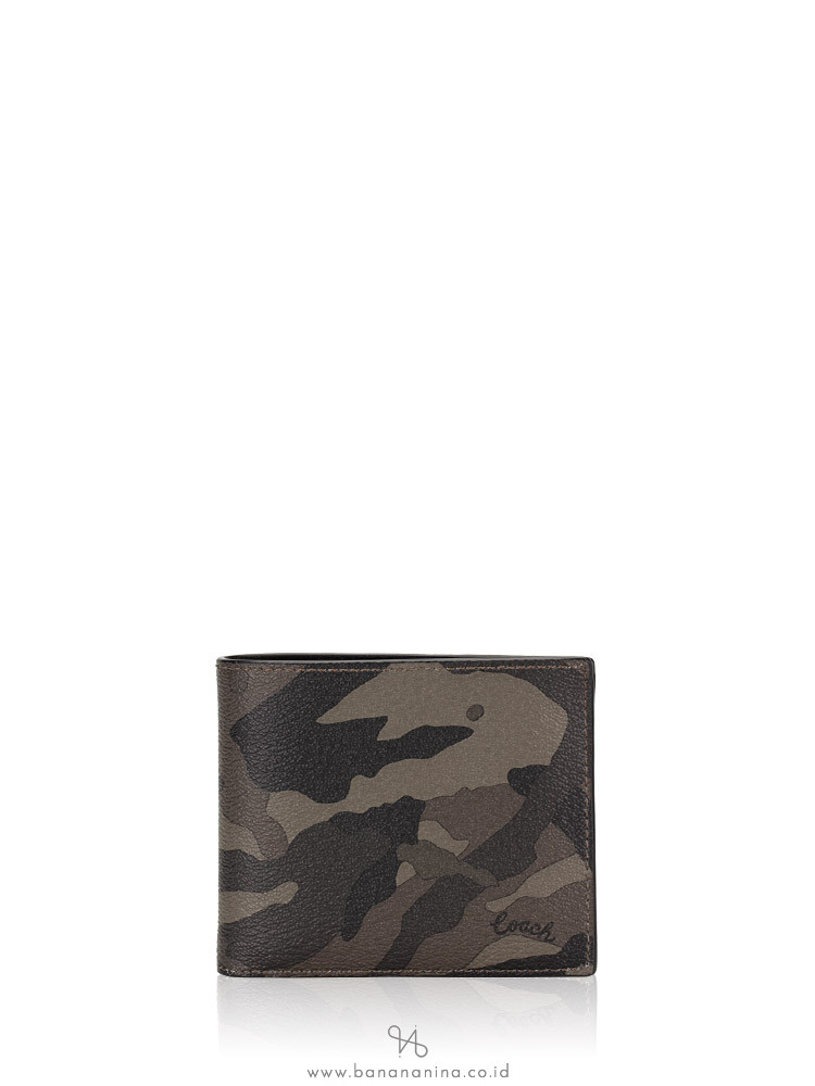 Coach Men 76851 3 In 1 Ink Camo Compact Id Wallet Green Black
