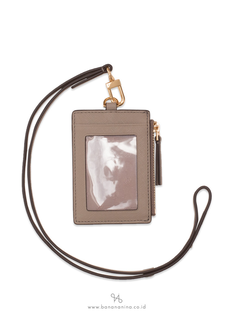 Tory Burch Emerson Saffiano Id Lanyard French Grey