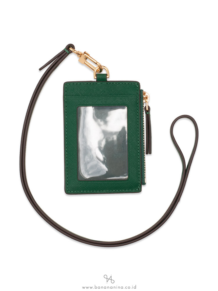 Tory Burch Emerson Saffiano Id Lanyard Emerald Stone