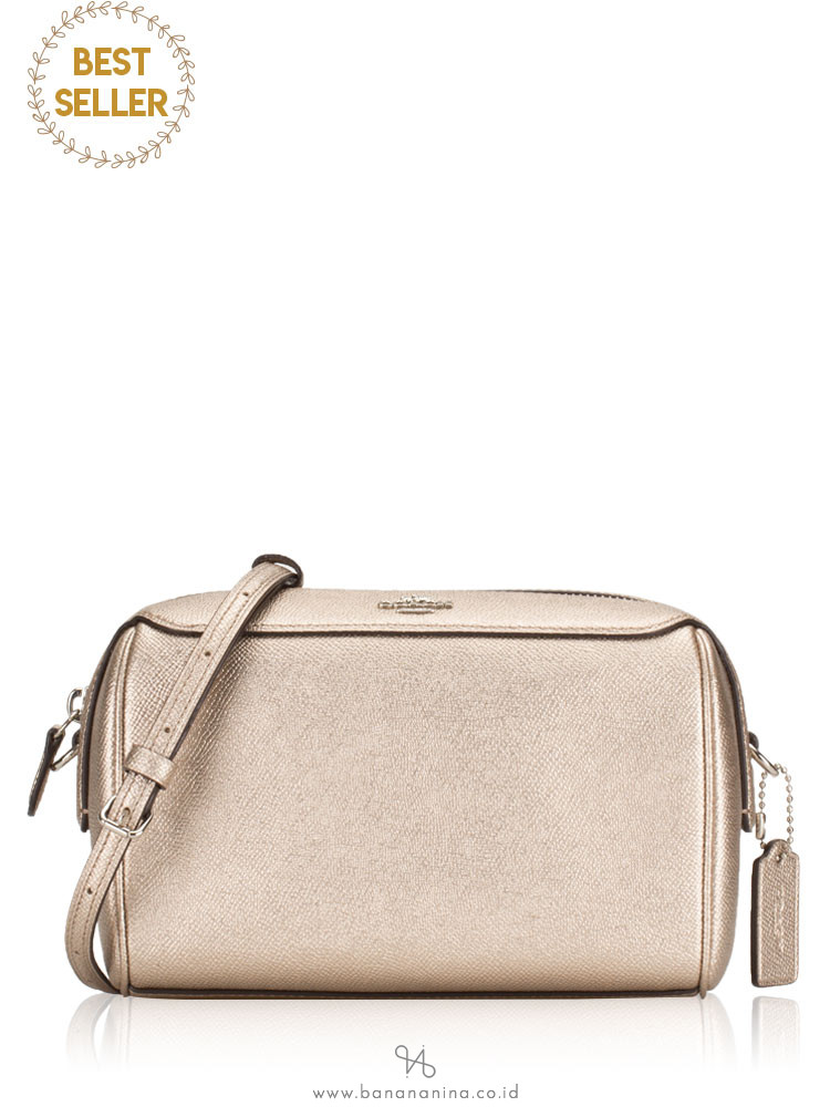 Coach 80098 Metallic Crossgrain Mini Bennett Crossbody Platinum