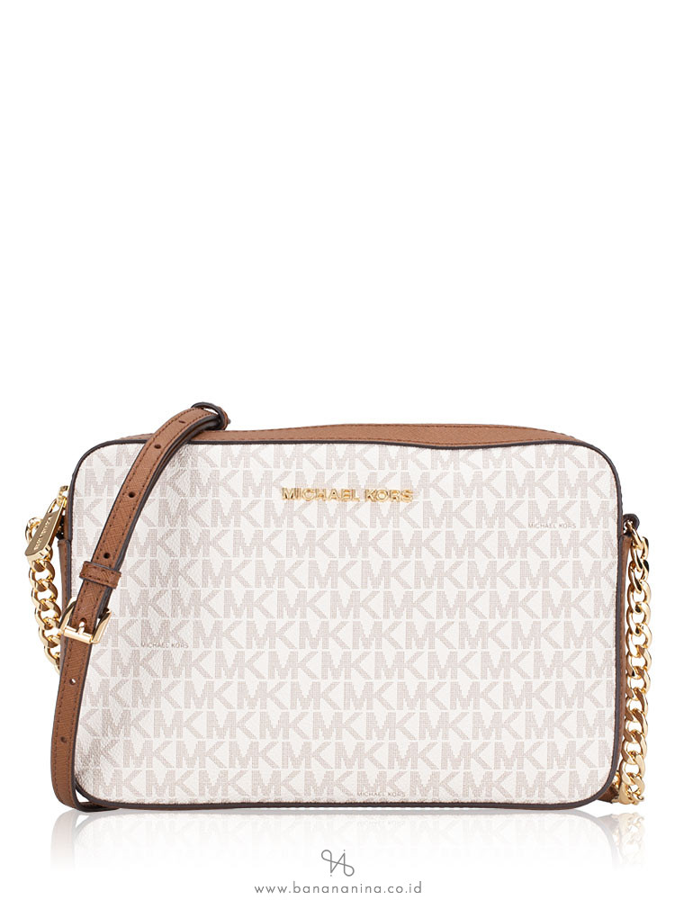 Michael Kors Jet Set Item Signature Large Crossbody Vanilla