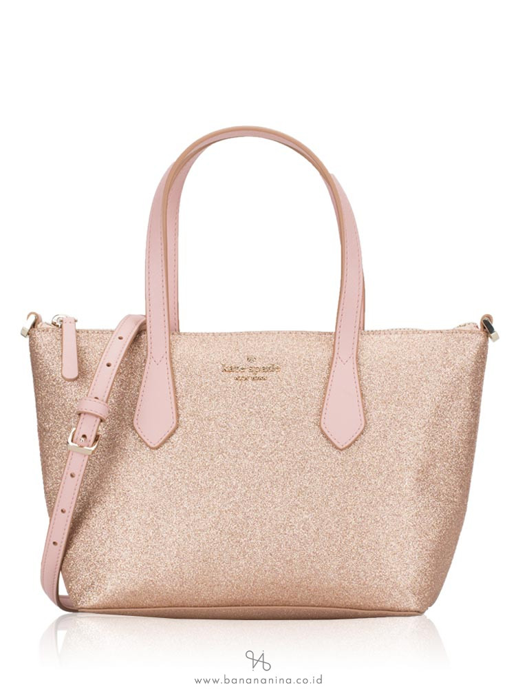 sparkly rose gold kate spade purse