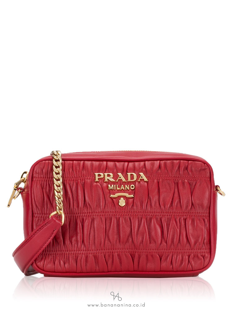 PRADA 1BH112 Nappa Gaufre Bandoliera Fuoco