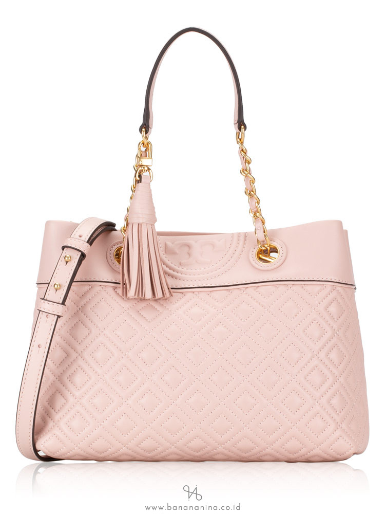 tory burch fleming small tote shell pink