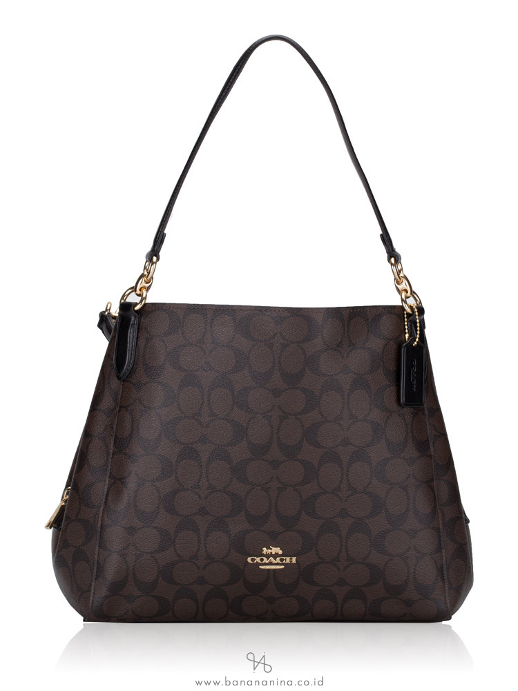 Coach 80298 Signature Hallie Shoulder Bag Brown Black