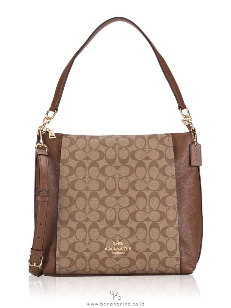 COACH 79993 Signature Marlon Hobo Khaki Saddle
