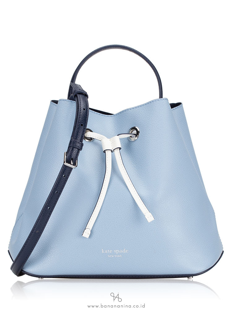 KATE SPADE Eva Leather Large Bucket Bag Blue Dawn Blazer Blue