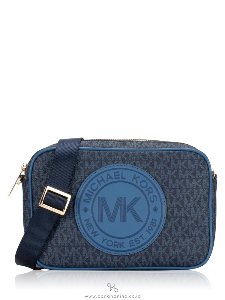 MICHAEL KORS Fulton Monogram Sport Logo Large Crossbody Dark Chambray Multi