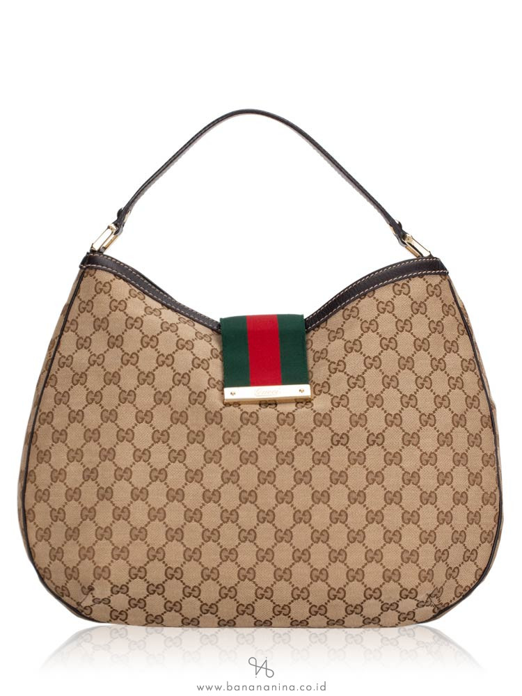 Gucci Canvas Ladies Web Large Hobo 