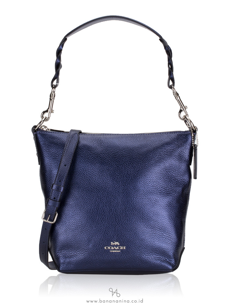 metallic blue coach purse