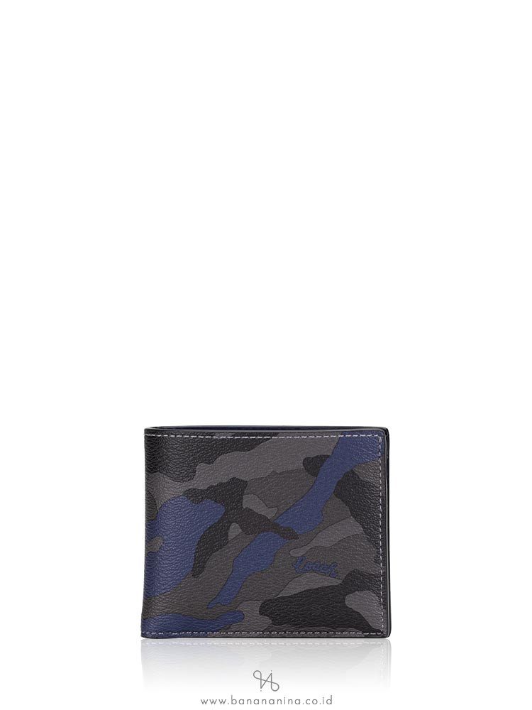 Coach Men 88912 Signature Camo Billfold Key Fob Wallet Blue Multi