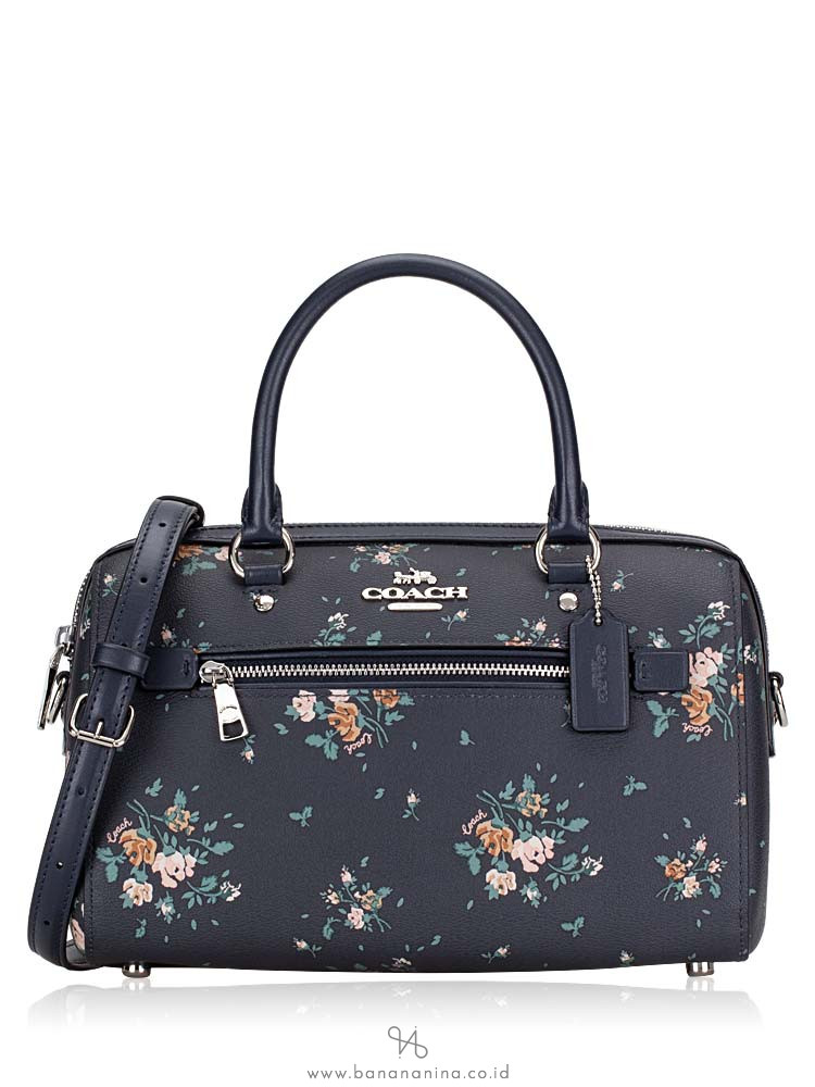 Coach rowan satchel with rose sales bouquet print