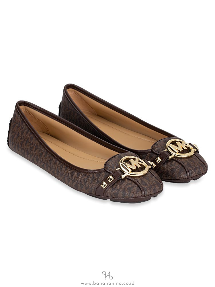 MICHAEL KORS Fulton Stud Signature Flats Brown Sz 9
