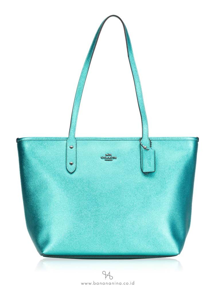 coach city zip tote blue