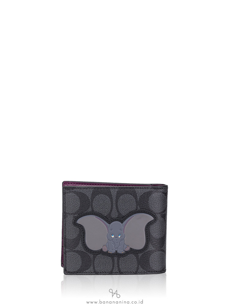 Coach Men 91654 3 In 1 Signature Disney Dumbo Wallet Charcoal Plum Multi