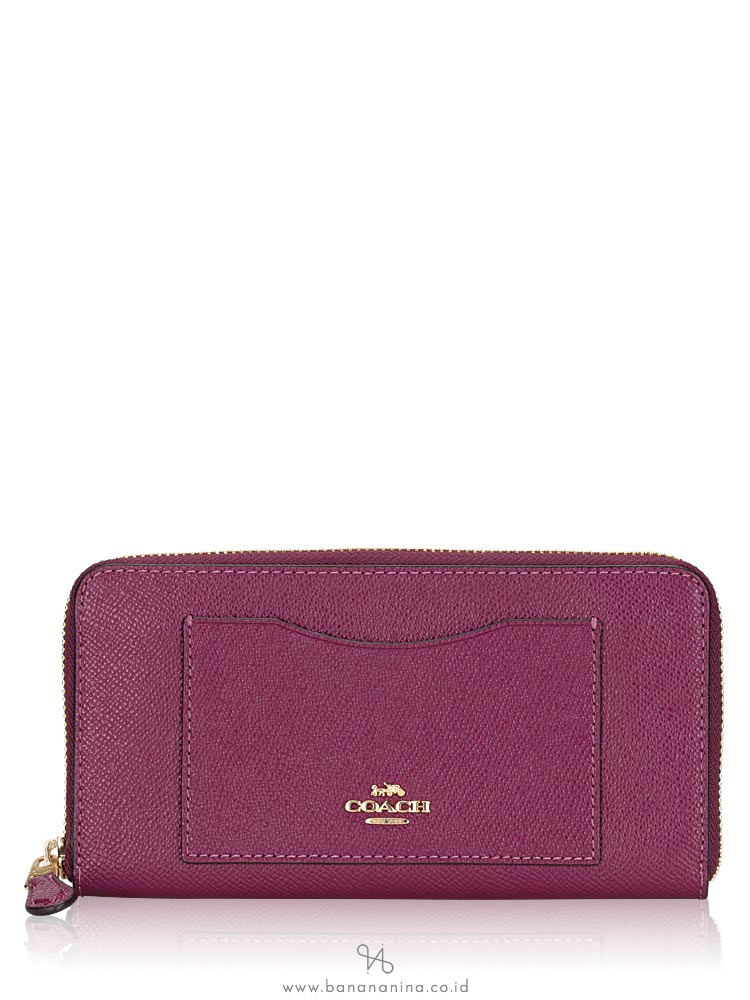 COACH 54007 Crossgrain Leather Zip Wallet Dark Berry