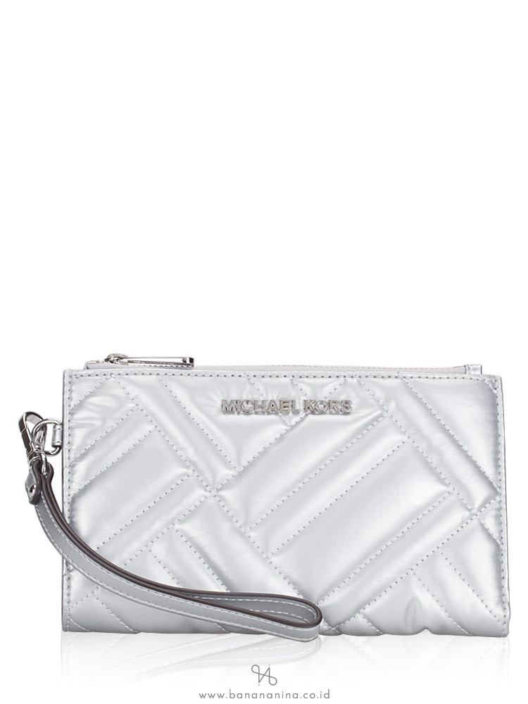 silver michael kors wristlet