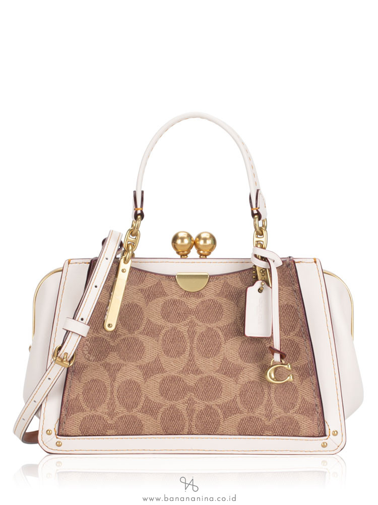 COACH 73936 Signature Kisslock Dreamer 21 Crossbody Tan Chalk