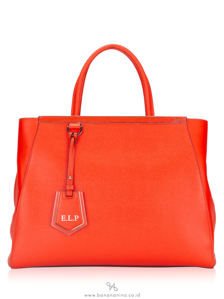 FENDI Vitello Elite Regular 2Jours Tote Poppy Red