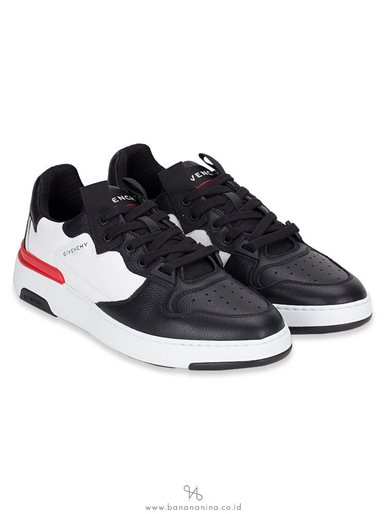 GIVENCHY Men Two-Toned Wing Leather Sneakers Noir Blanc Sz 42