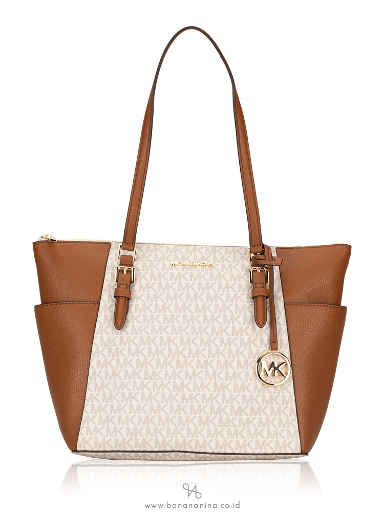 Michael Kors Signature Charlotte Large Zip Tote Vanilla Luggage
