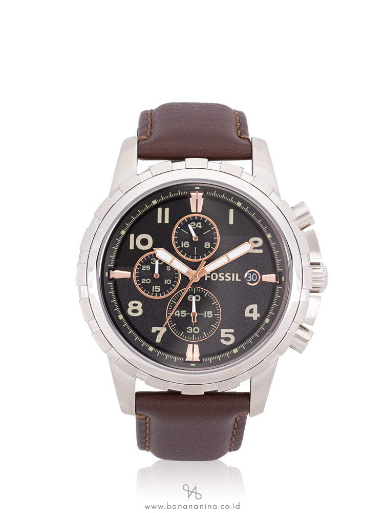 FOSSIL Men FS4828 Dean Chronograph Leather Strap Brown