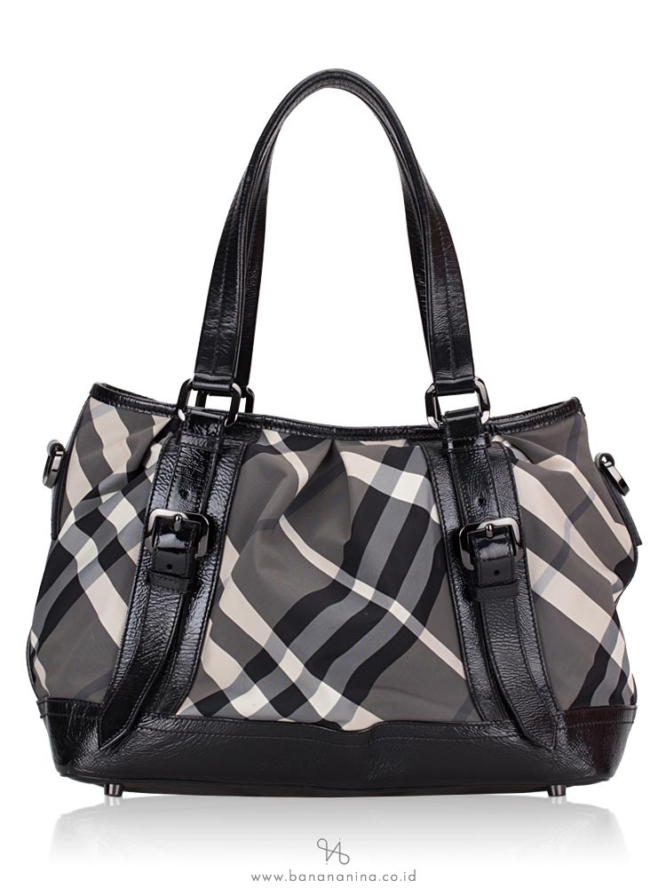 burberry black and white check handbag