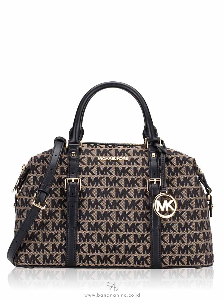 MICHAEL KORS Ginger Monogram Large Duffle Beige Black