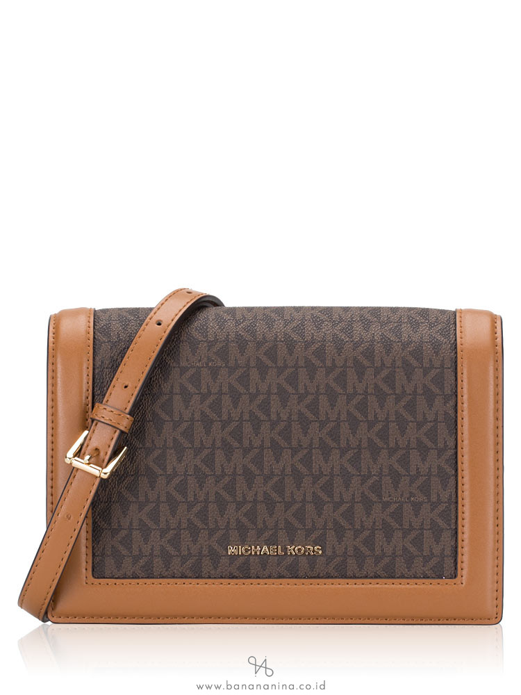 MICHAEL KORS Jet Set Signature Leather Crossbody Bag Brown Acorn