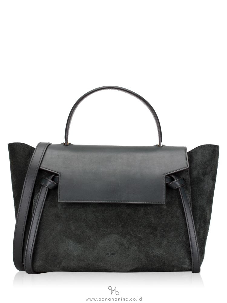 CELINE Suede Mini Belt Bag Dark Green