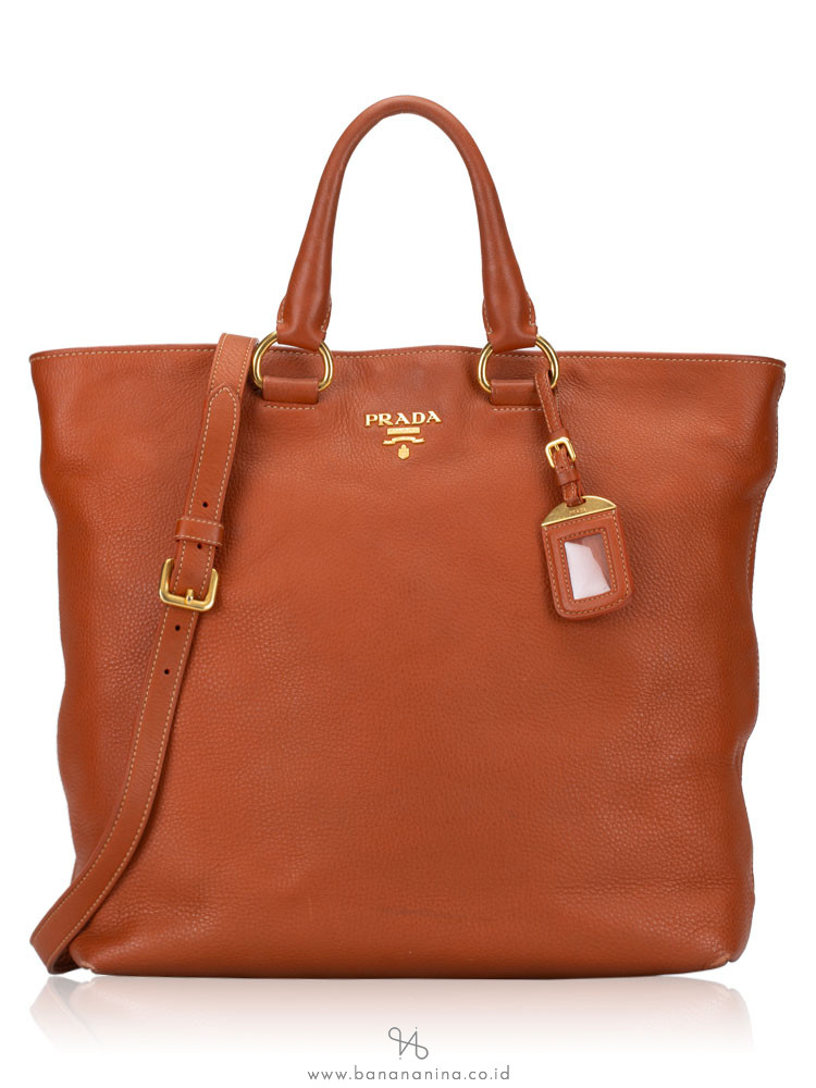 PRADA BN1713 Vitello Daino Tote Palissandro